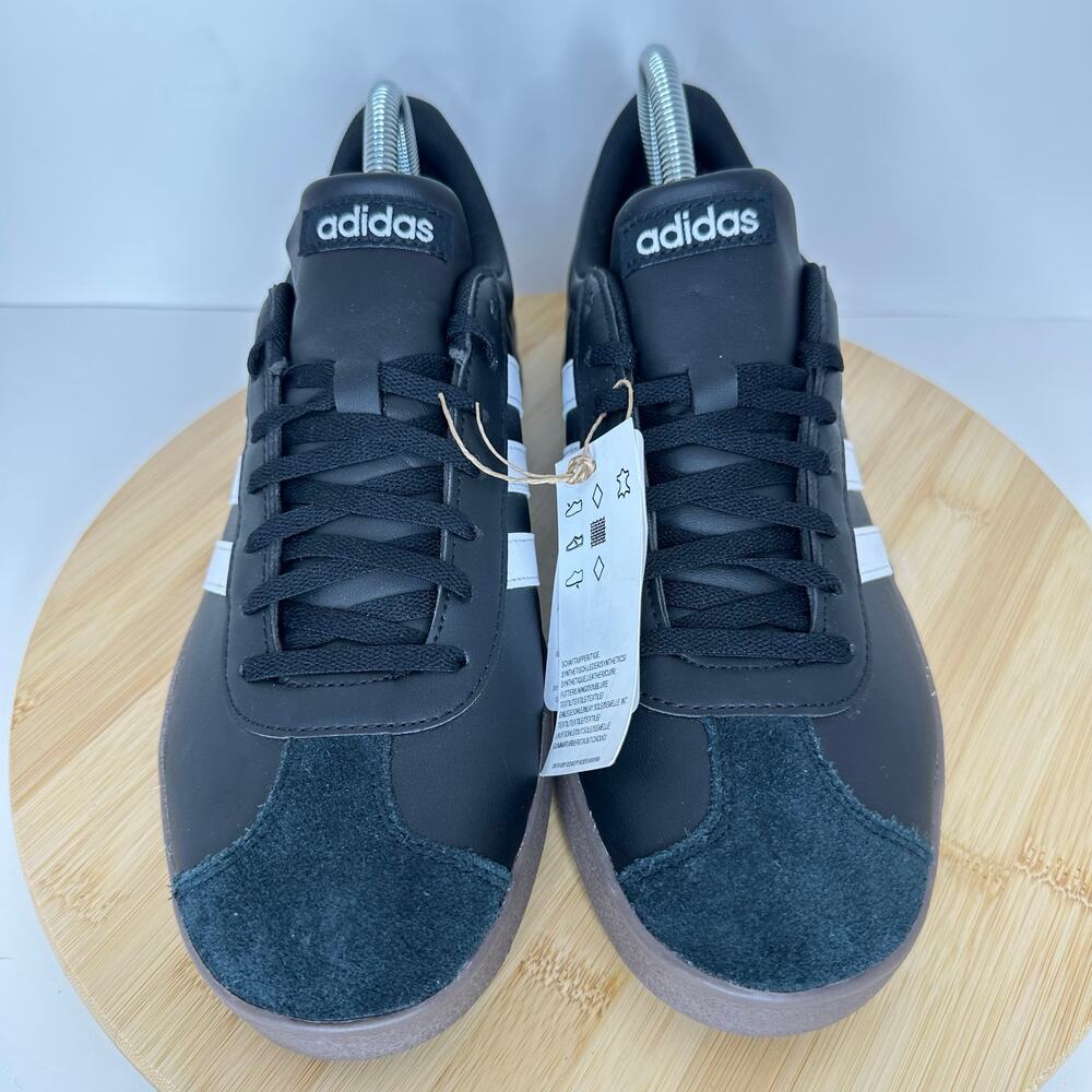 Adidas VL Court Base Sneaker Shoes Black Brown Lace Up ID3712 Mens Size 9.5 NEW - Picture 2 of 7
